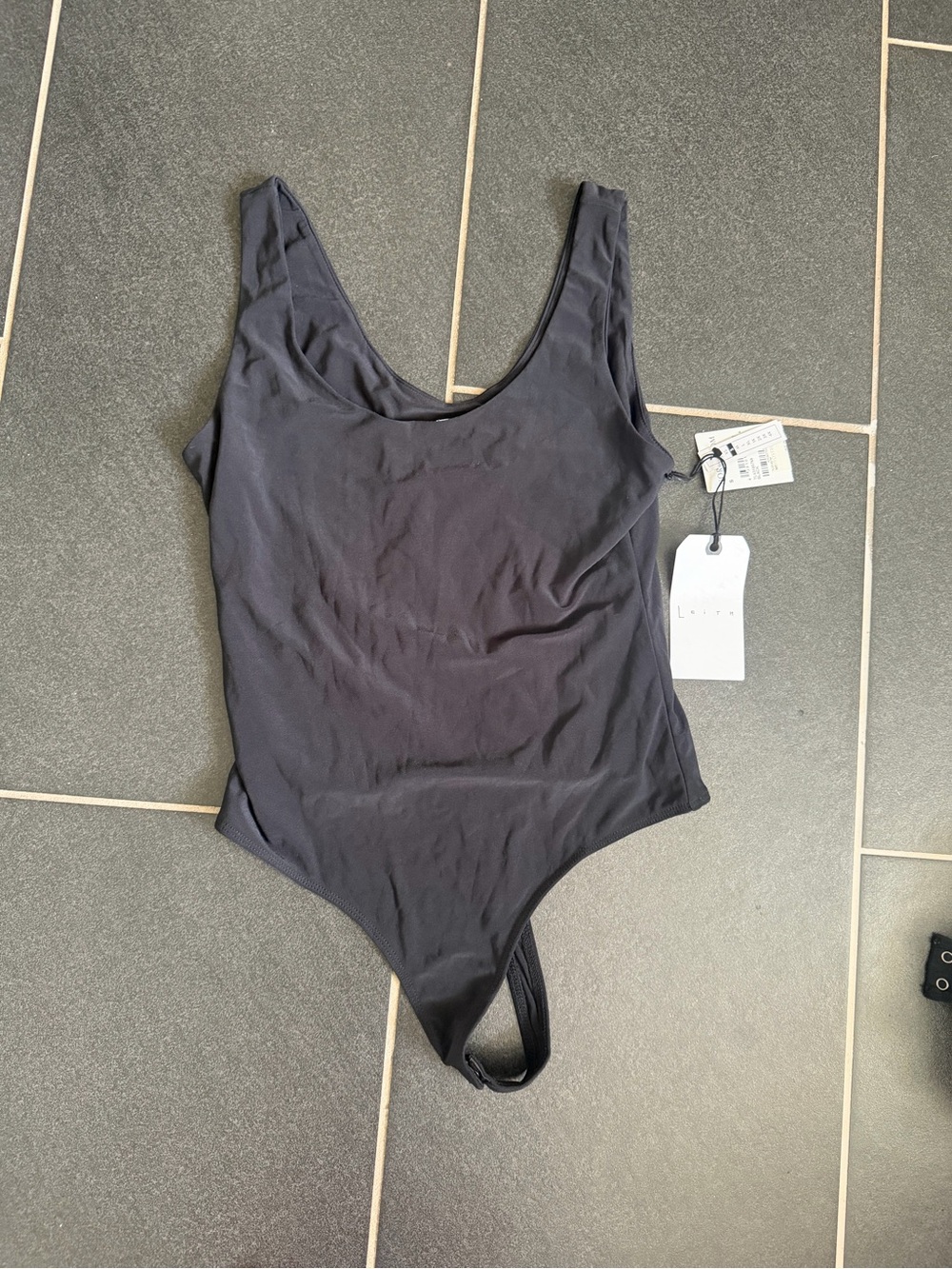 Leith Black Scoop-Back tank bodysuit size small nwt